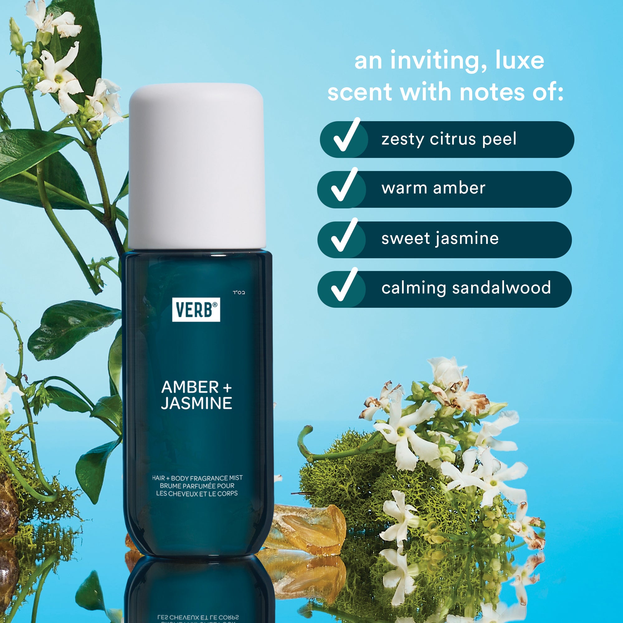 amber + jasmine hair and body fragrance mist